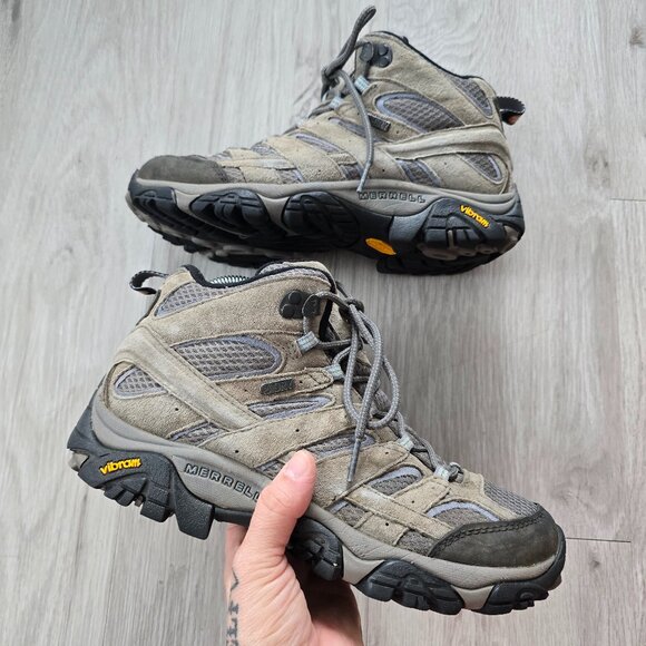 Merrell | Moab 2 Mid grey blue Gorpcore Vibram sole hiking boots | WMS 8.5 - Picture 1 of 11